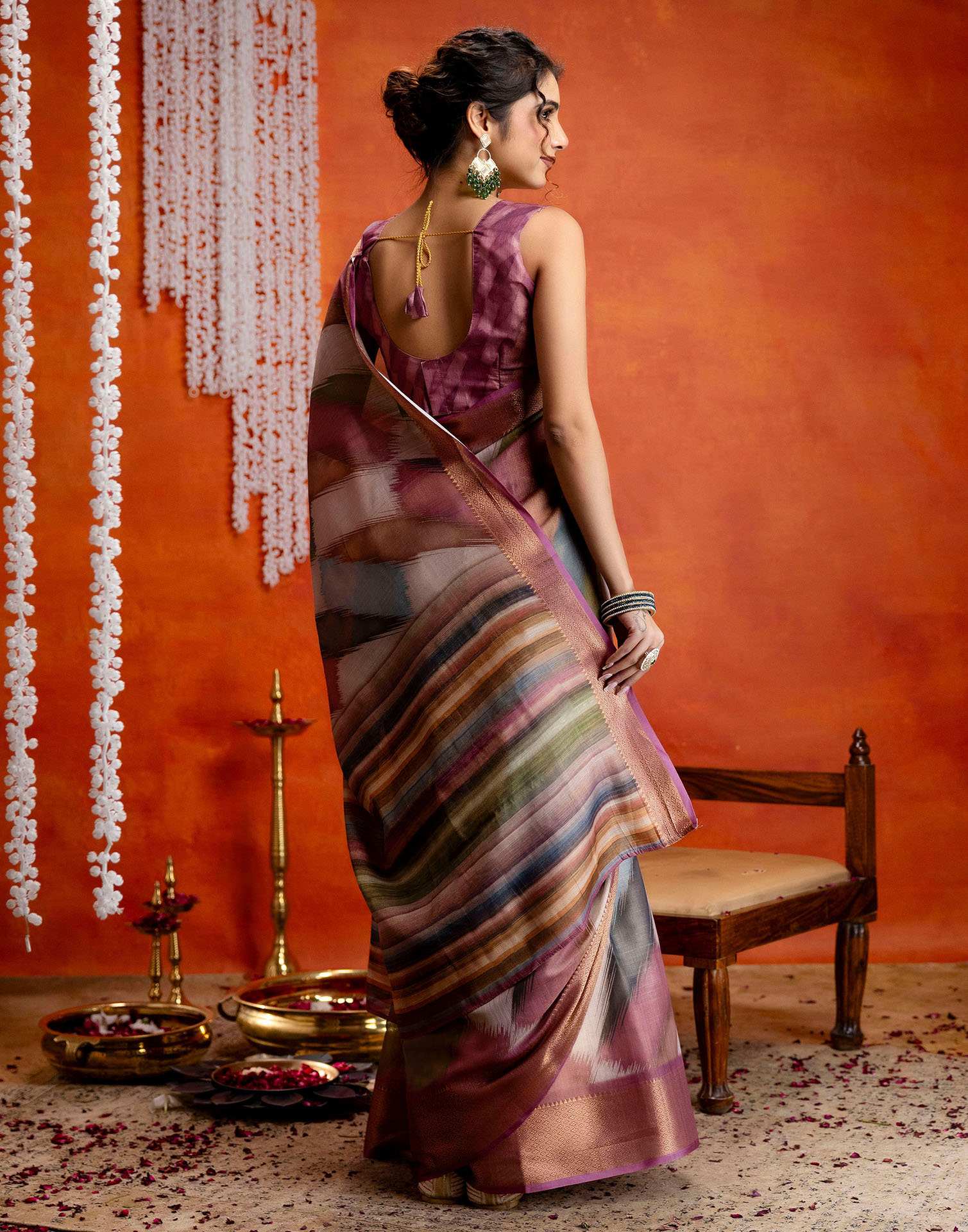 Pink Cotton Printed Woven Saree