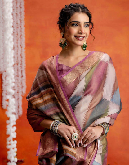 Pink Cotton Printed Woven Saree