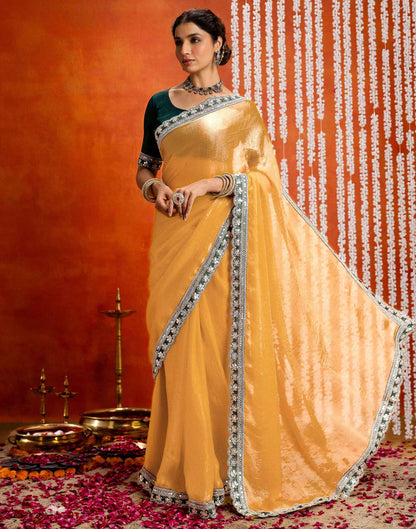 Yellow Shimmer Sequence Lace Saree