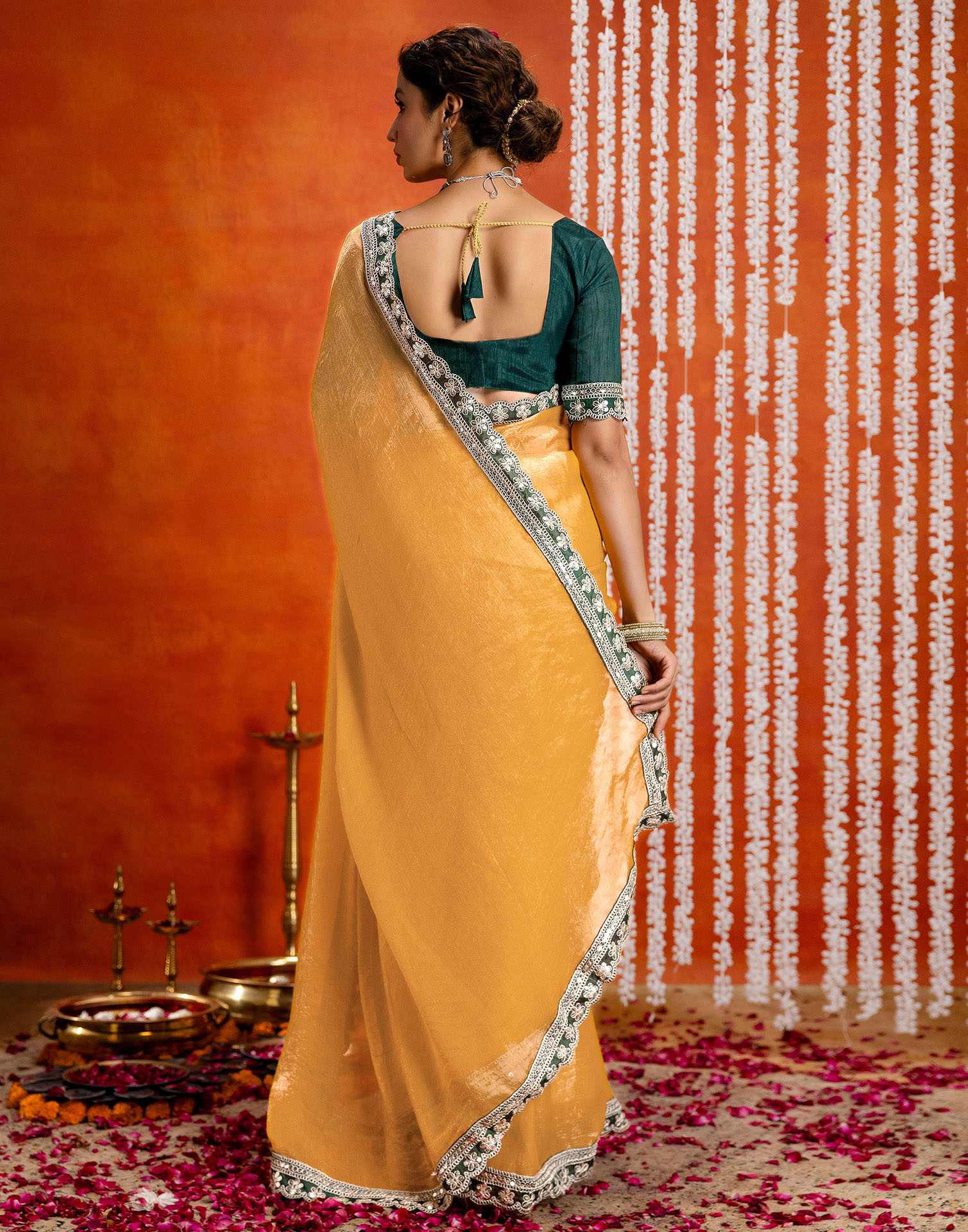 Yellow Shimmer Sequence Lace Saree