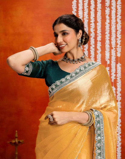 Yellow Shimmer Sequence Lace Saree