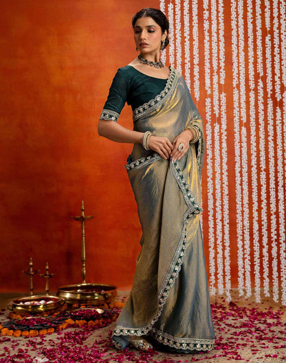 Teal Blue Shimmer Sequence Lace Saree