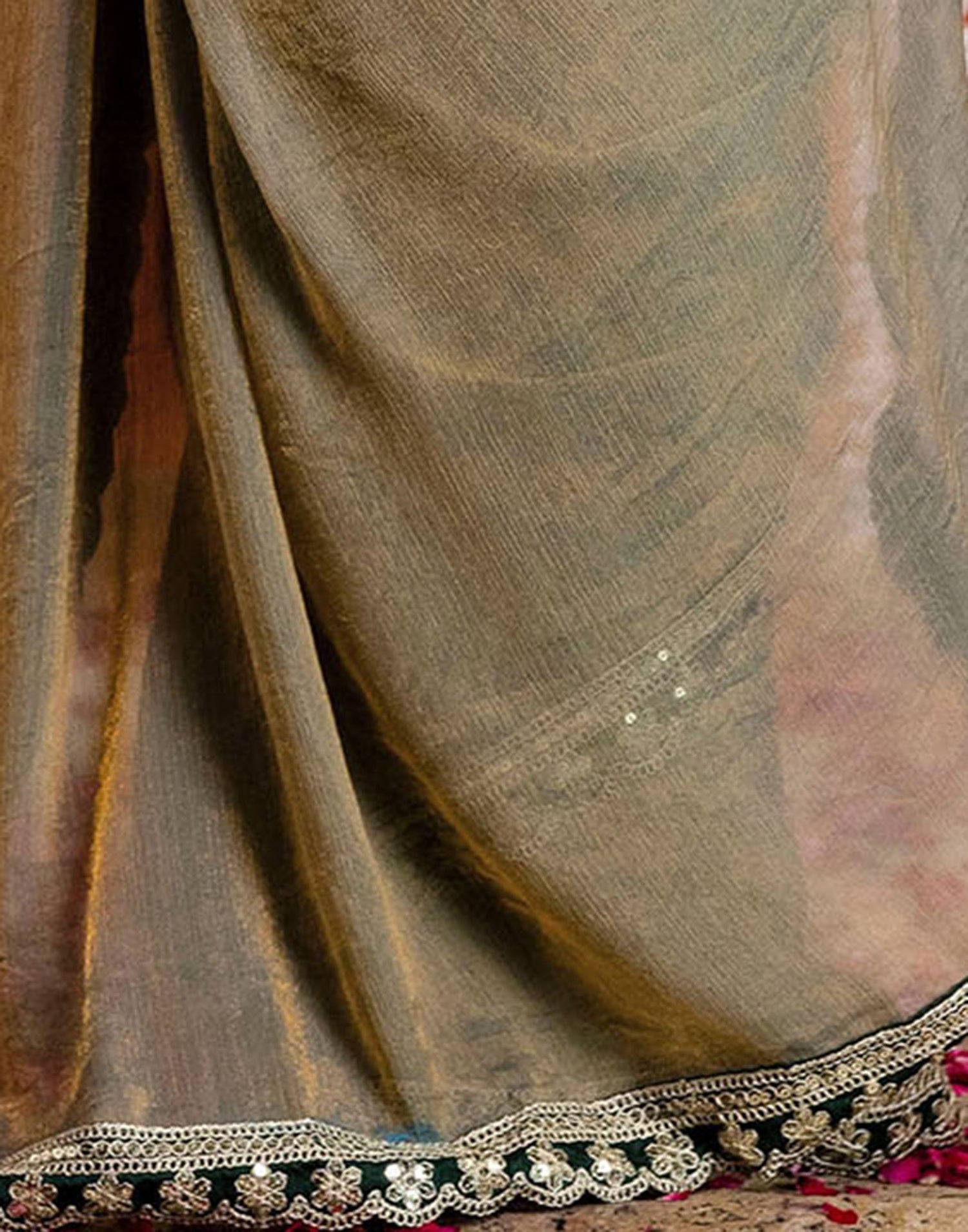 Teal Blue Shimmer Sequence Lace Saree