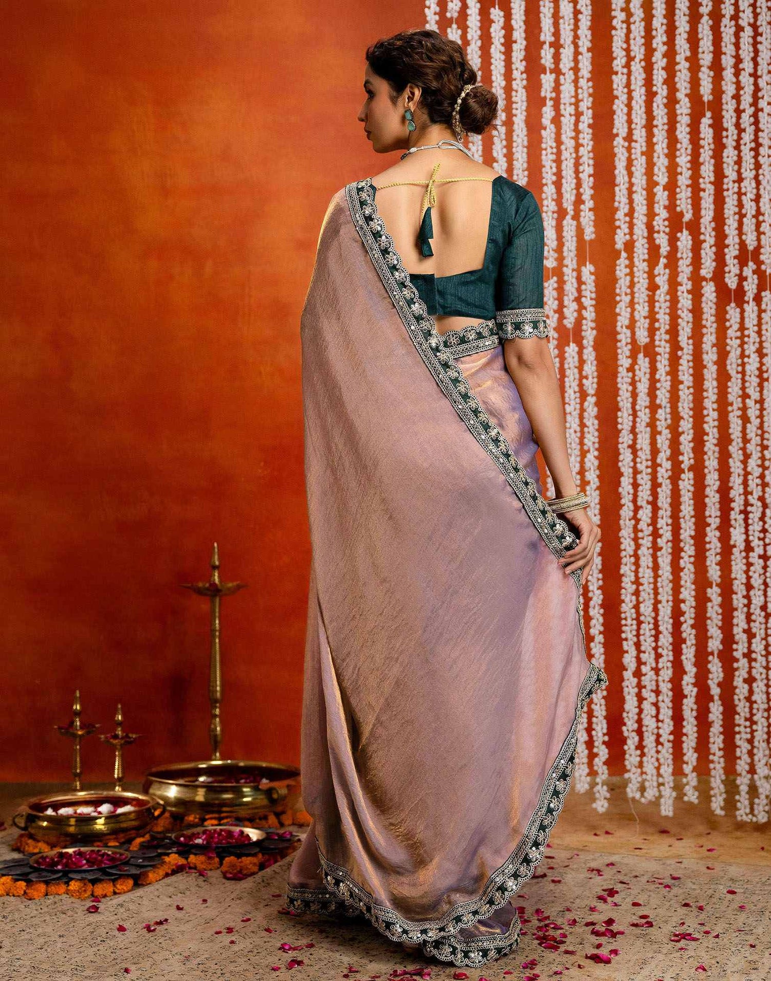 Lavender Shimmer Sequence Lace Saree