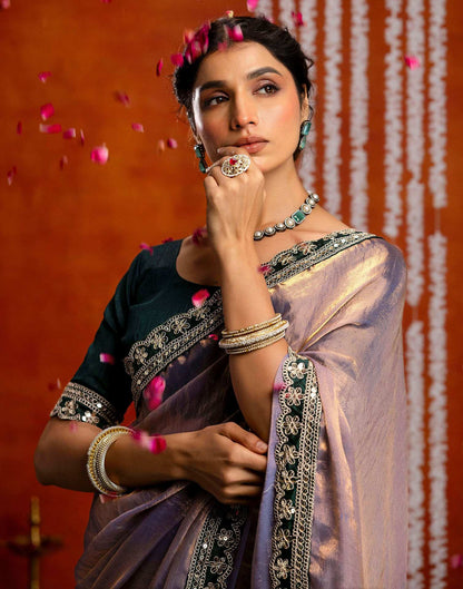 Lavender Shimmer Sequence Lace Saree