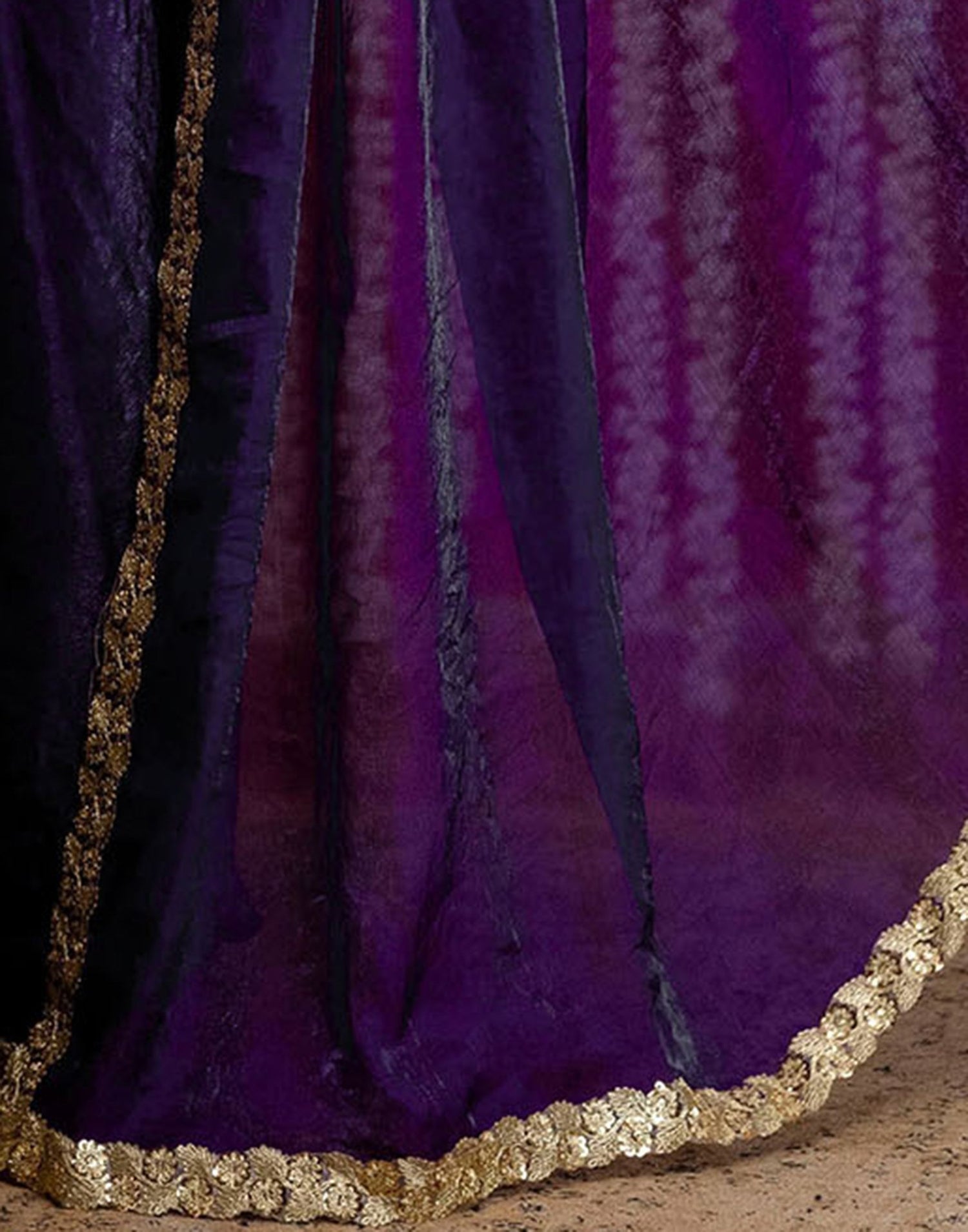 Purple Silk Embroidery lace Saree