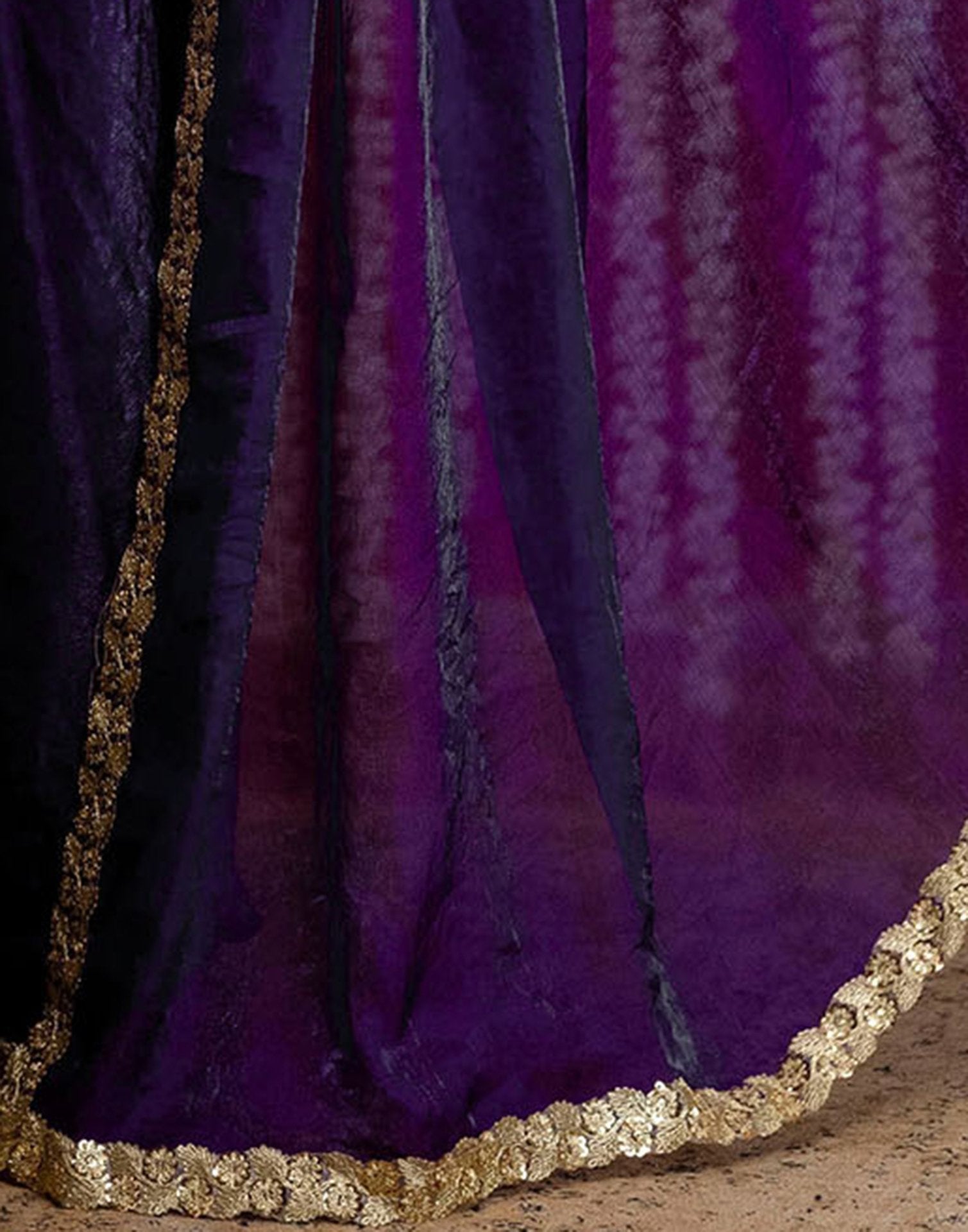 Purple Silk Embroidery lace Saree