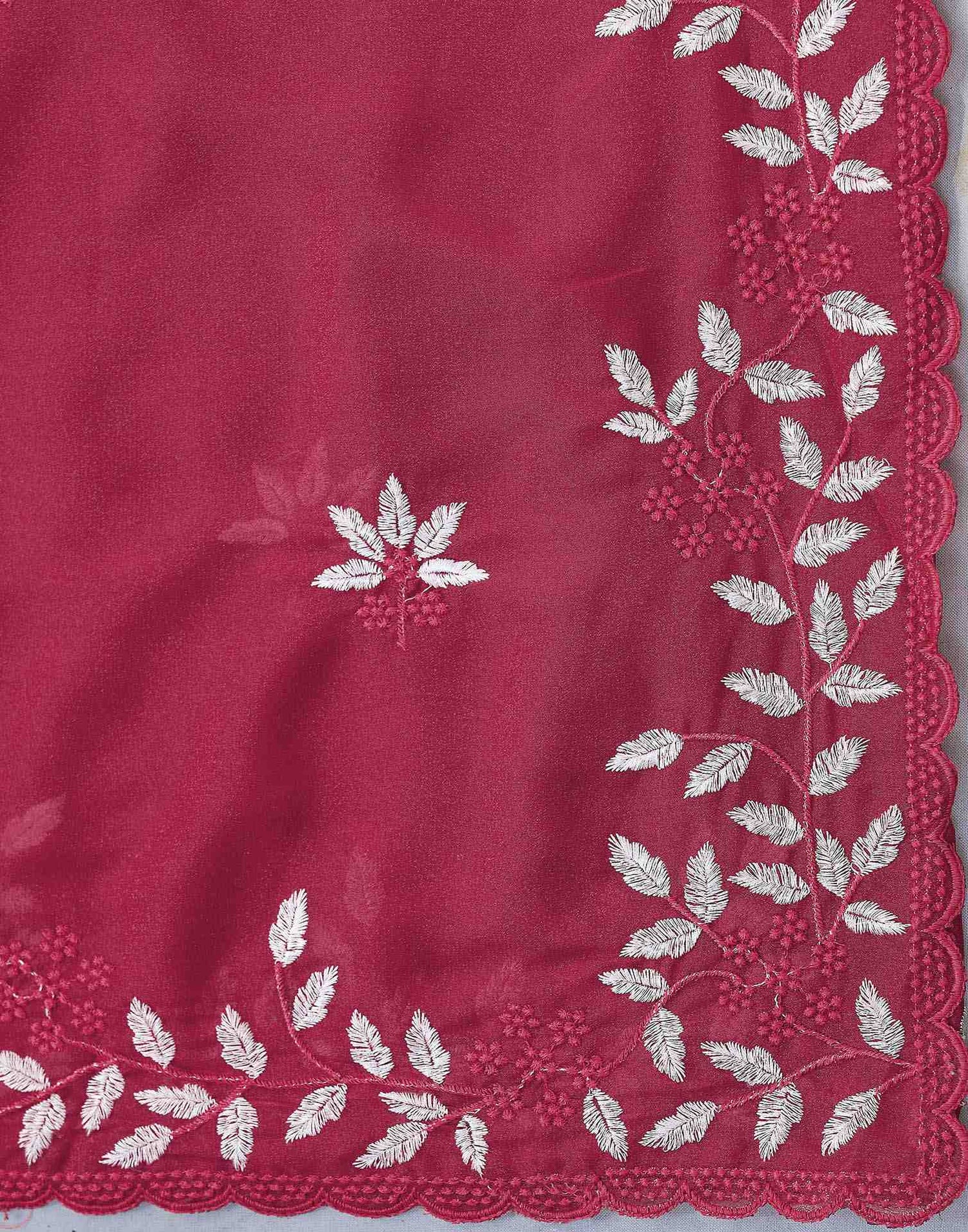 Pink Georgette Embroidery Saree
