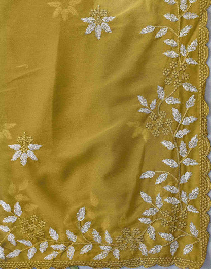 Green Georgette Embroidery Saree