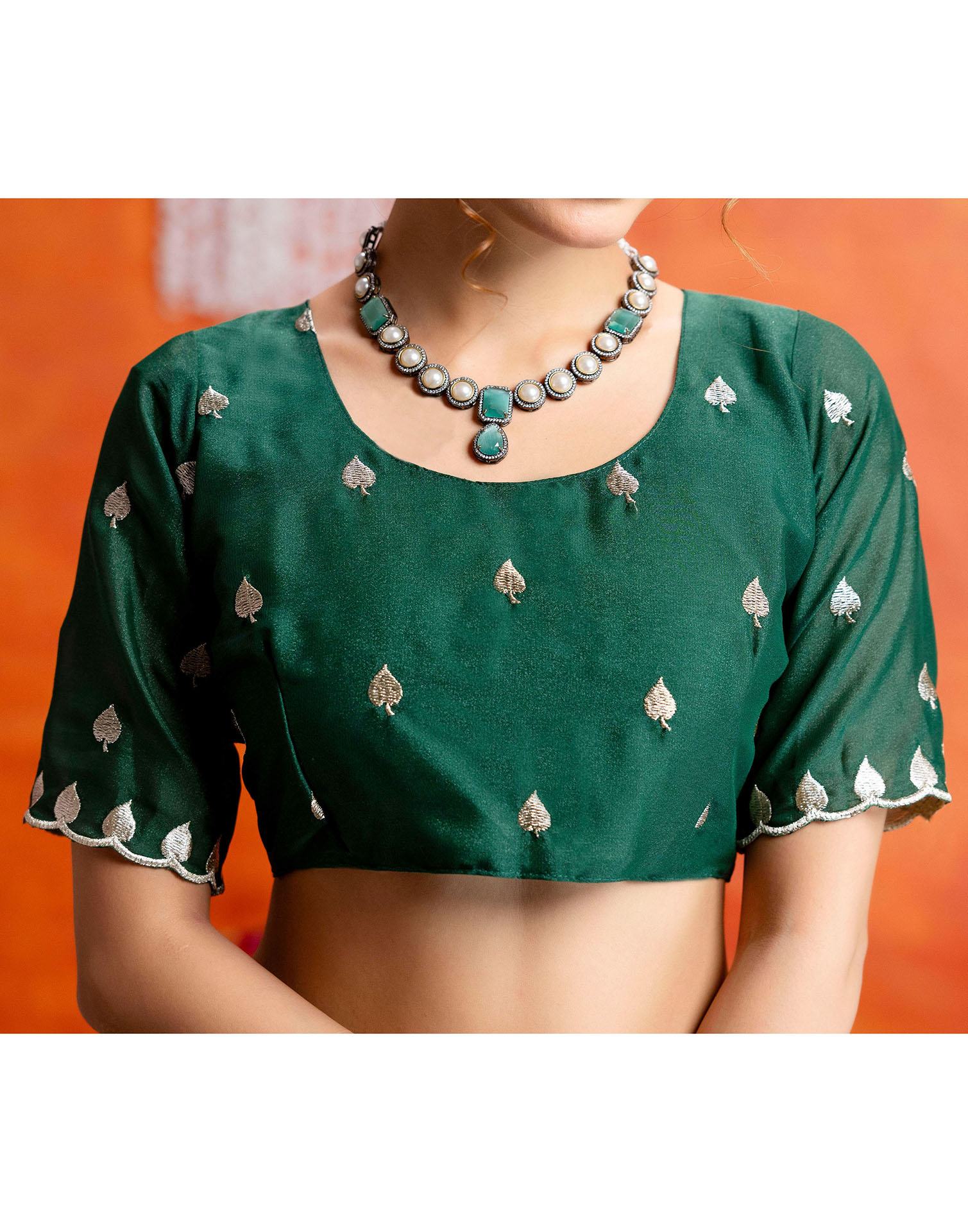 Pista Green Shimmer Embroidery Saree