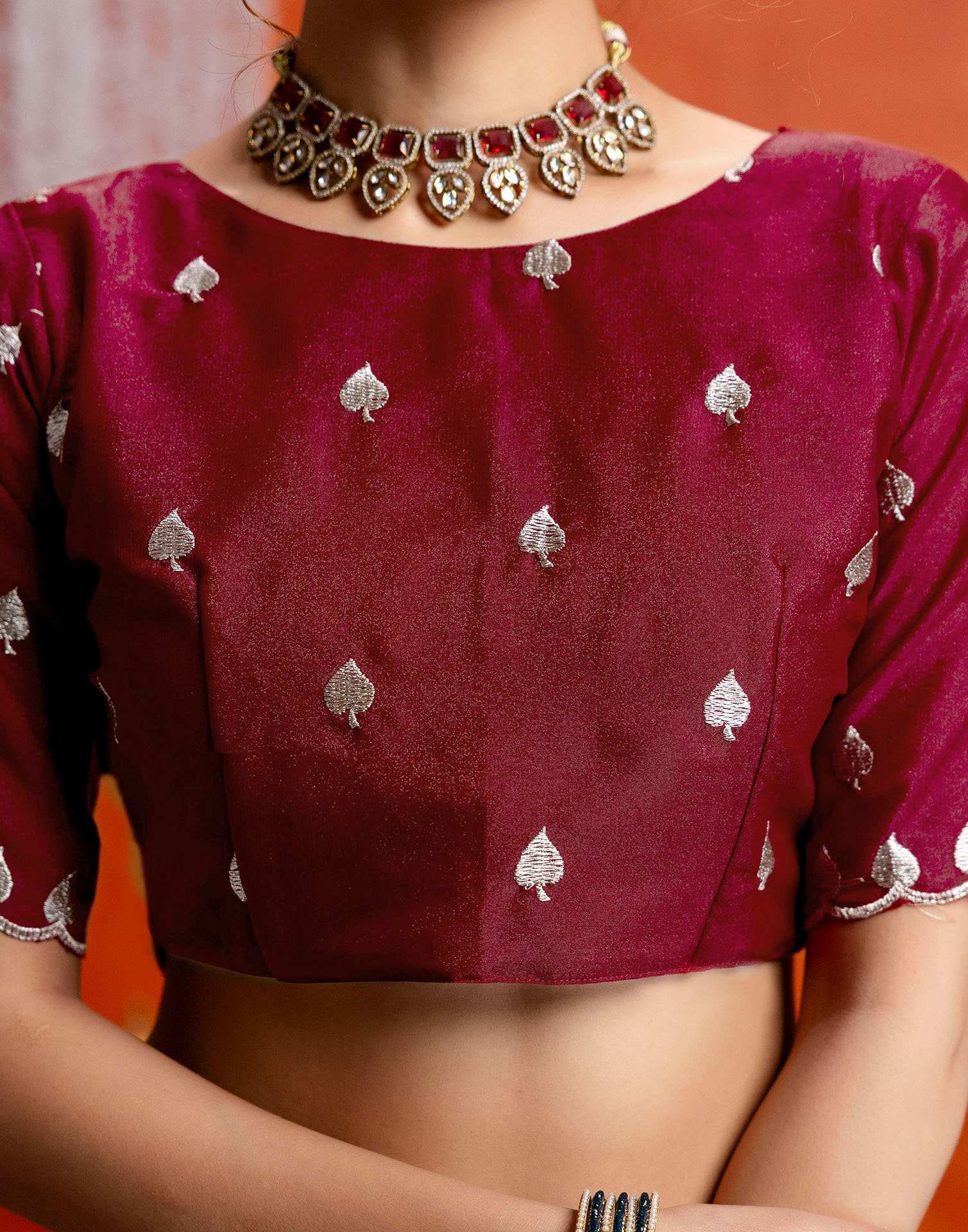 Dusty Rose Pink Shimmer Embroidery Saree