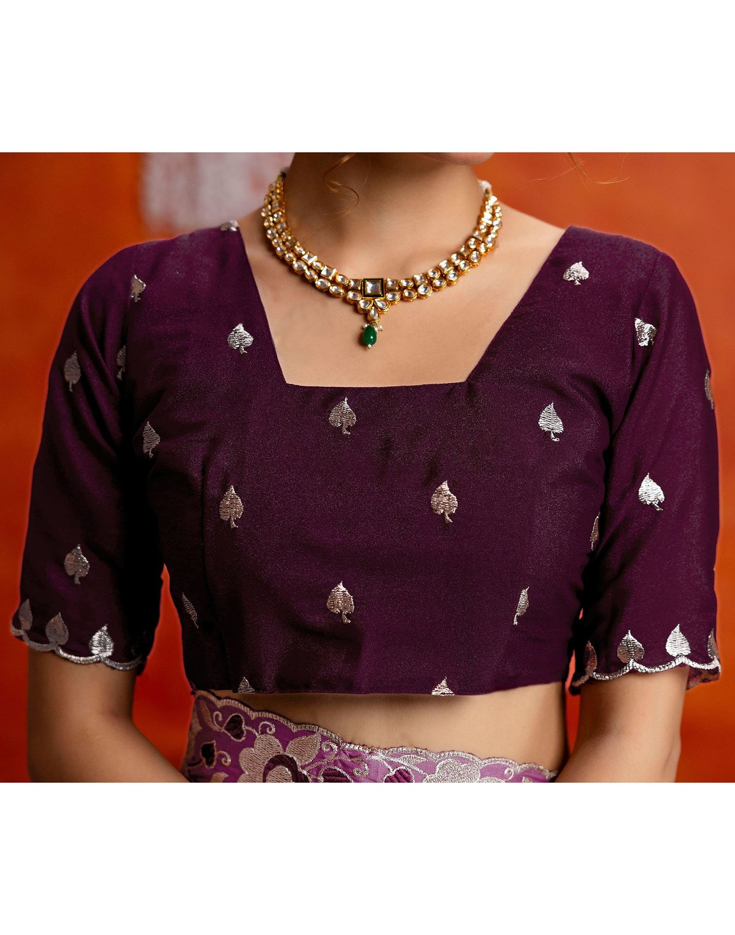 Dark Mauve Shimmer Embroidery Saree