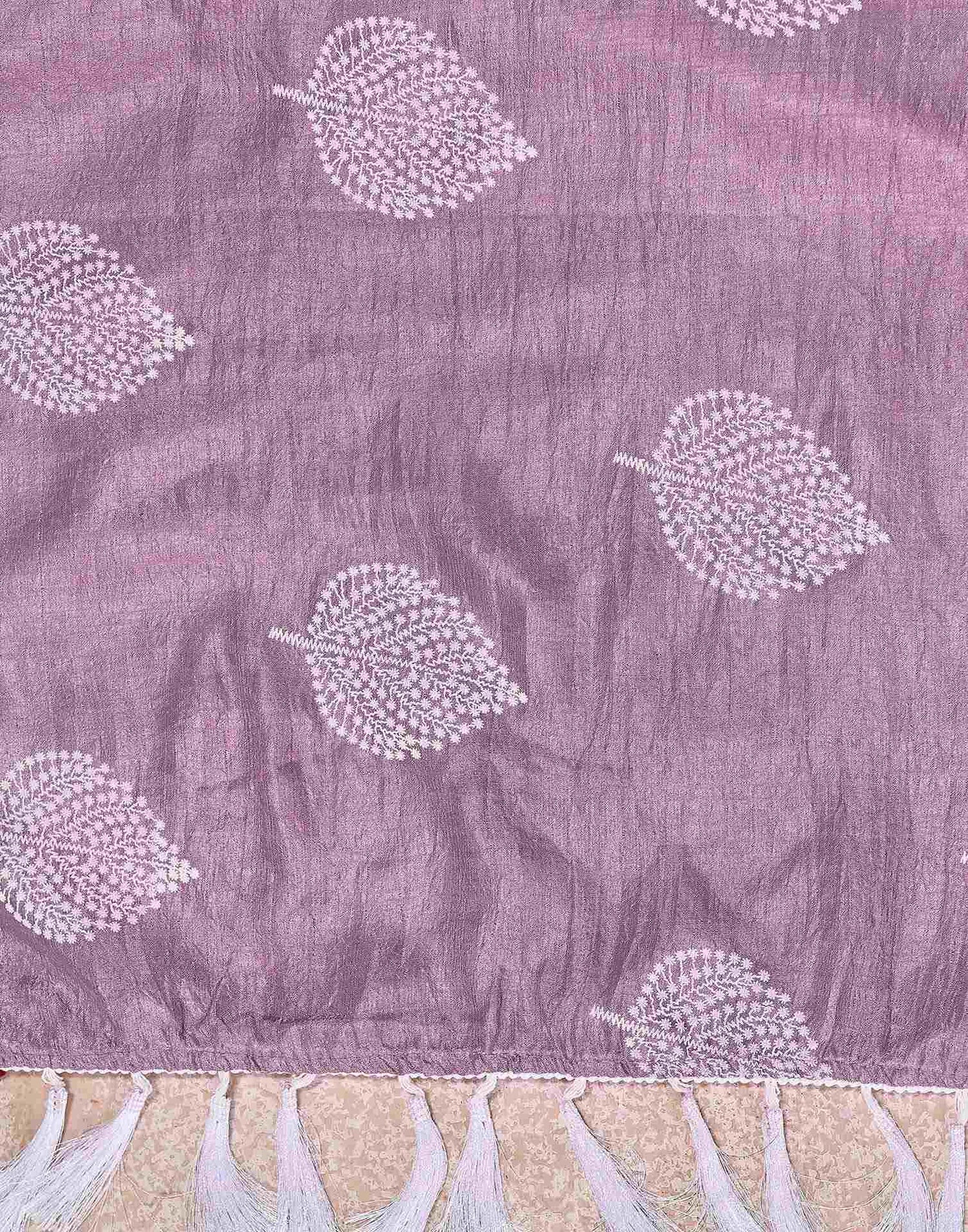 Mauve Vichitra Silk Printed Saree