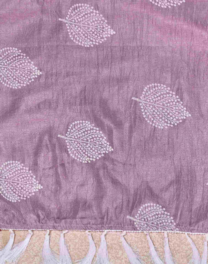 Mauve Vichitra Silk Printed Saree