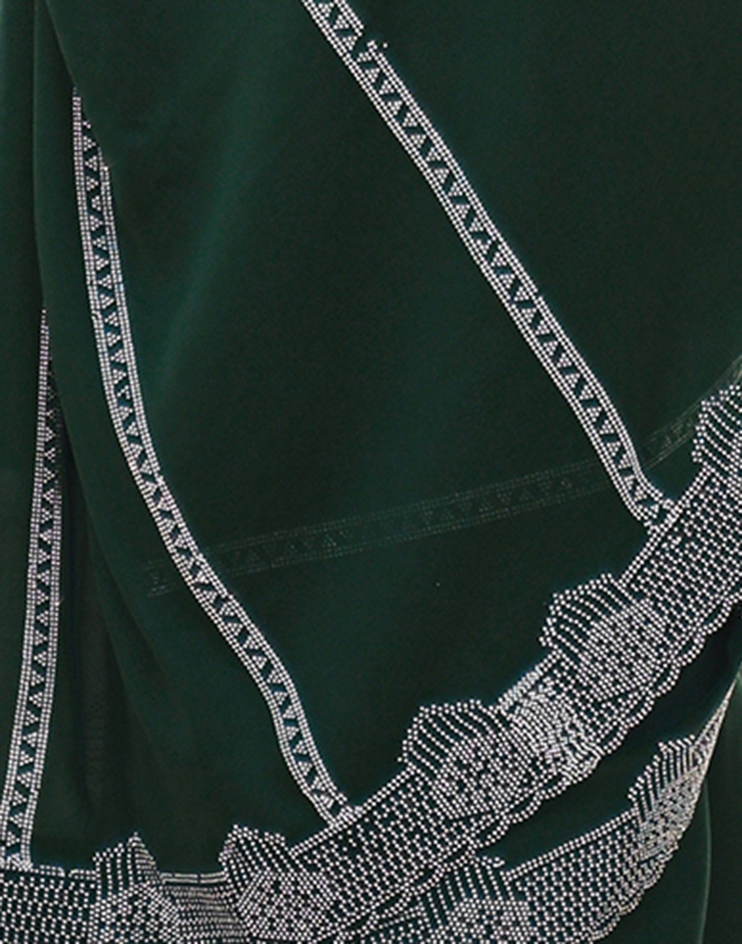 Bottle Green Shimmer Stone Work Embellished Saree