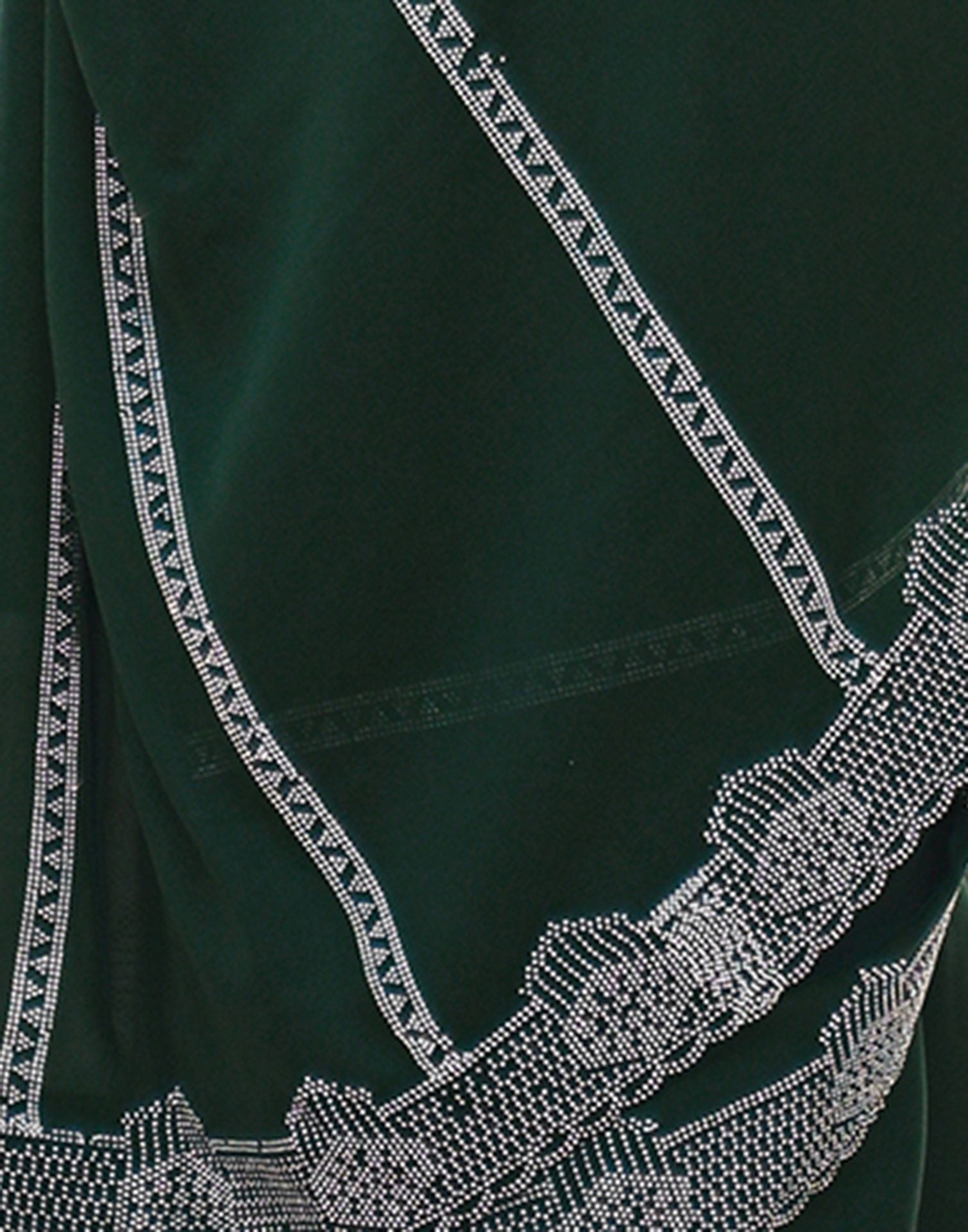 Bottle Green Shimmer Stone Work Embellished Saree