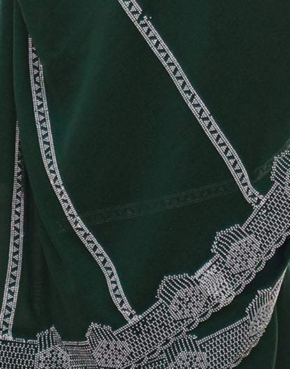 Bottle Green Shimmer Stone Work Embellished Saree