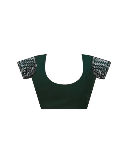 Bottle Green Shimmer Stone Work Embellished Saree