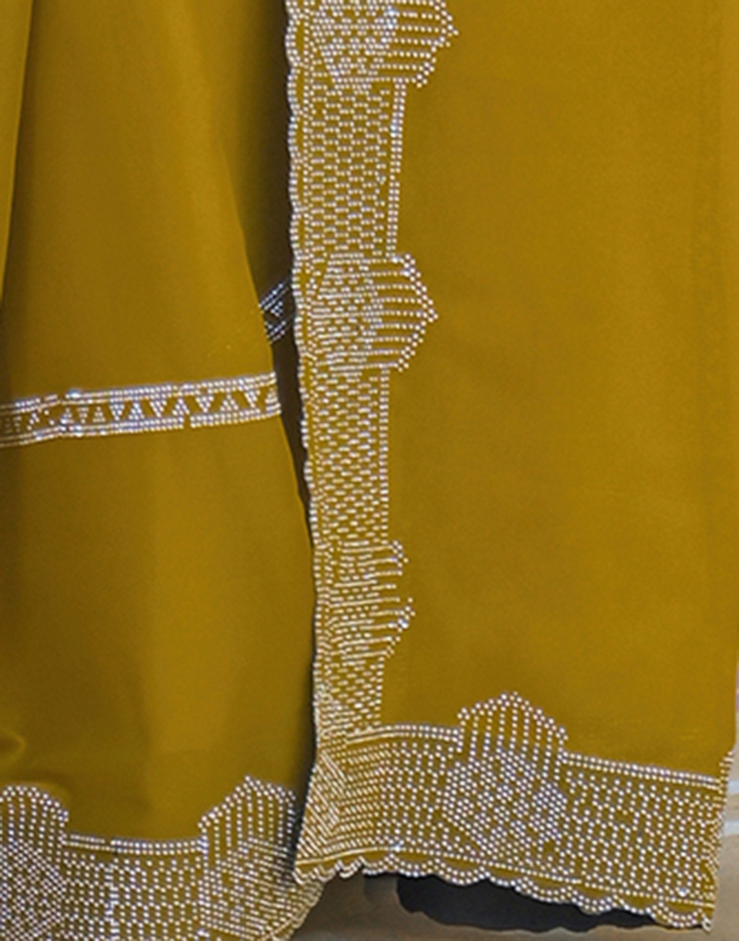 Mustard Yellow Shimmer Stone Work Embellished Saree