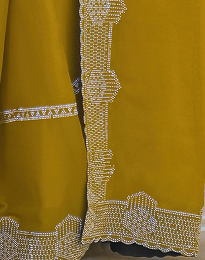 Mustard Yellow Shimmer Stone Work Embellished Saree