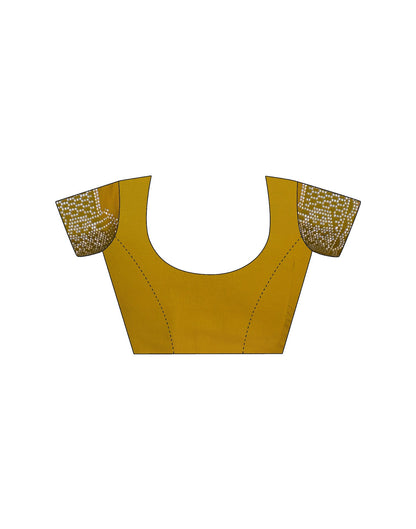 Mustard Yellow Shimmer Stone Work Embellished Saree