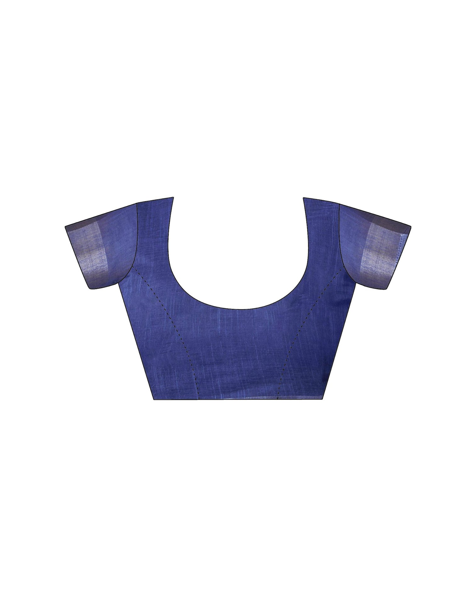 Ready To Wear Dark Blue Linen Printed Saree With Pocket
