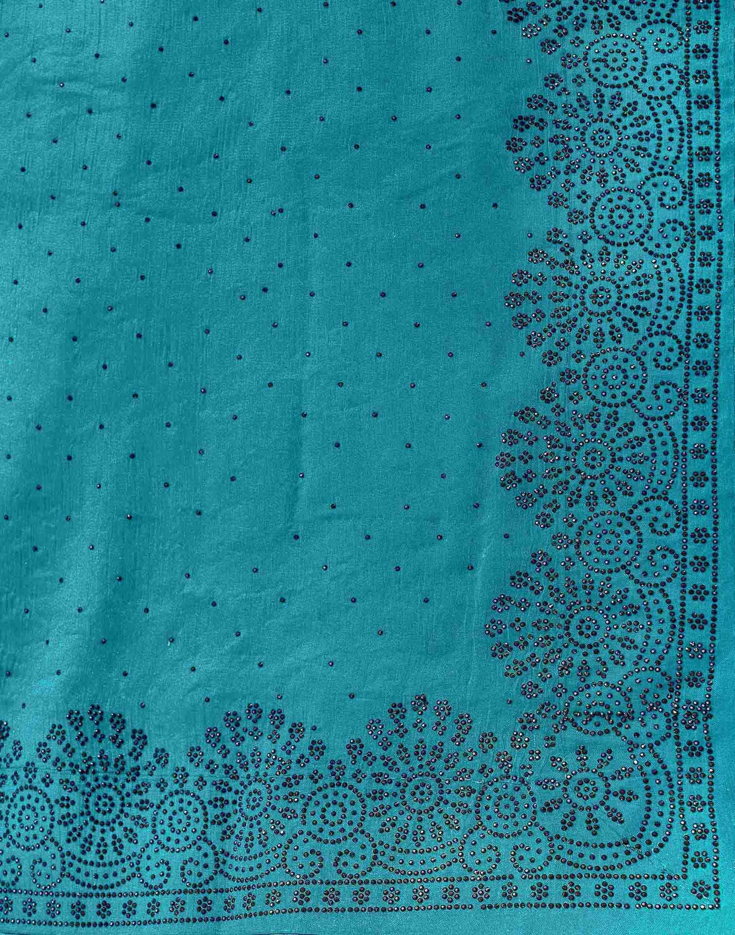 Teal Blue Shimmer Stone Work Swarovski  Saree