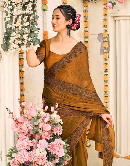 Brown Shimmer Stone Work Swarovski  Saree