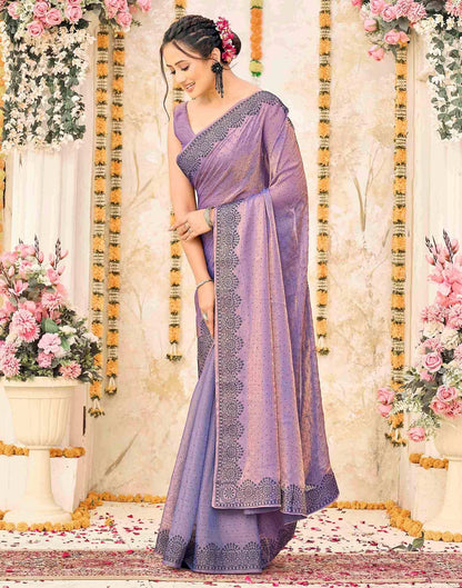 Lavender Shimmer Stone Work Swarovski  Saree