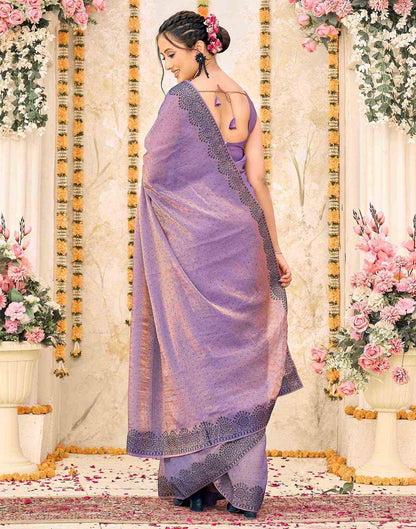 Lavender Shimmer Stone Work Swarovski  Saree