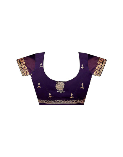 Purple Georgette Embroidery Swarovski Saree