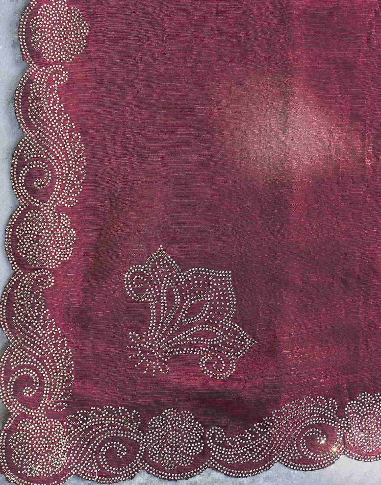 Magenta Shimmer Stone Work Embellished Saree
