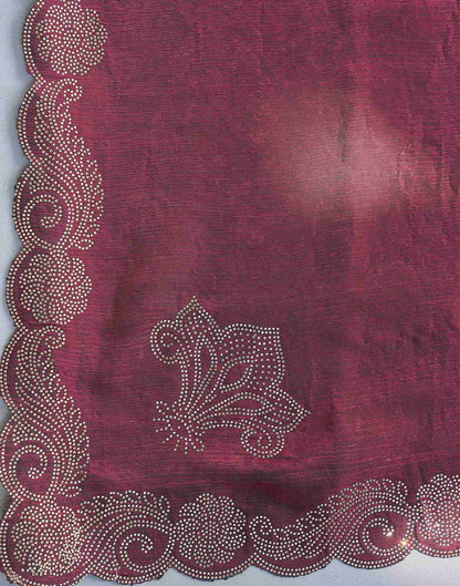 Magenta Shimmer Stone Work Embellished Saree