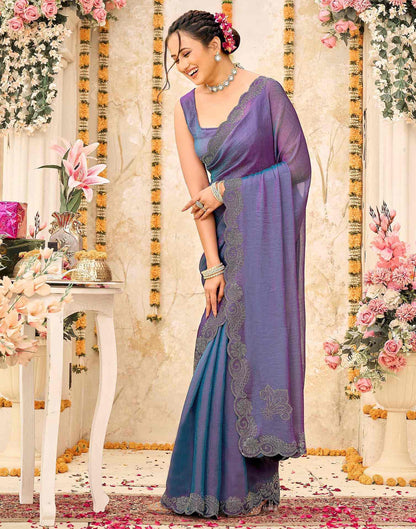 Purple Shimmer Stone Work Embellished Saree