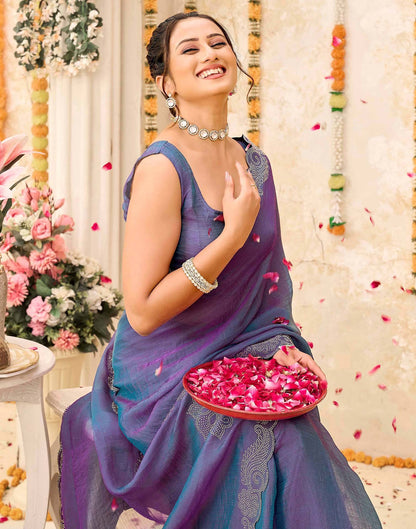 Purple Shimmer Stone Work Embellished Saree