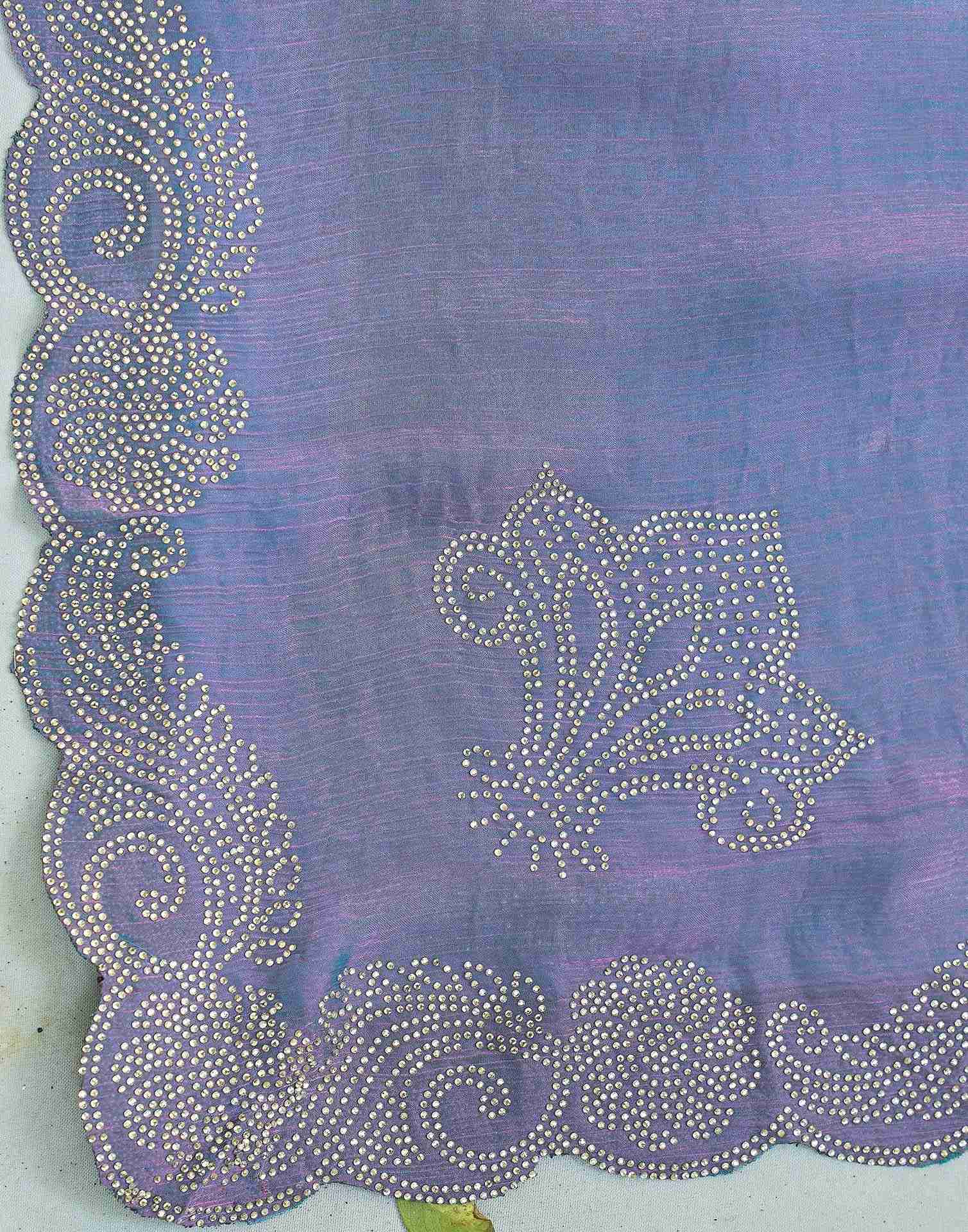 Purple Shimmer Stone Work Embellished Saree