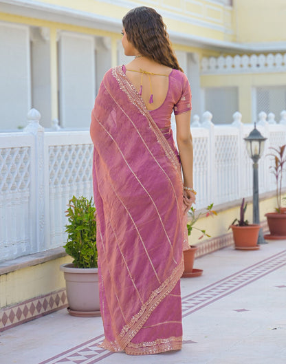 Dusty Pink Shimmer Sequence Embroidery Saree