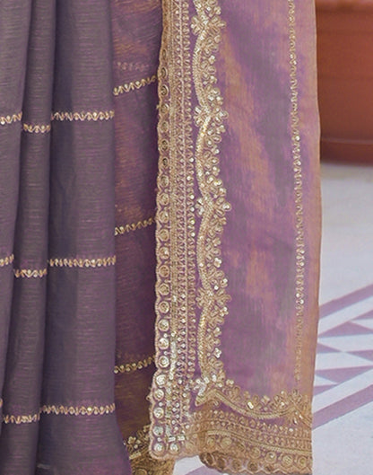 Dusty Mauve Shimmer Sequence Embroidery Saree