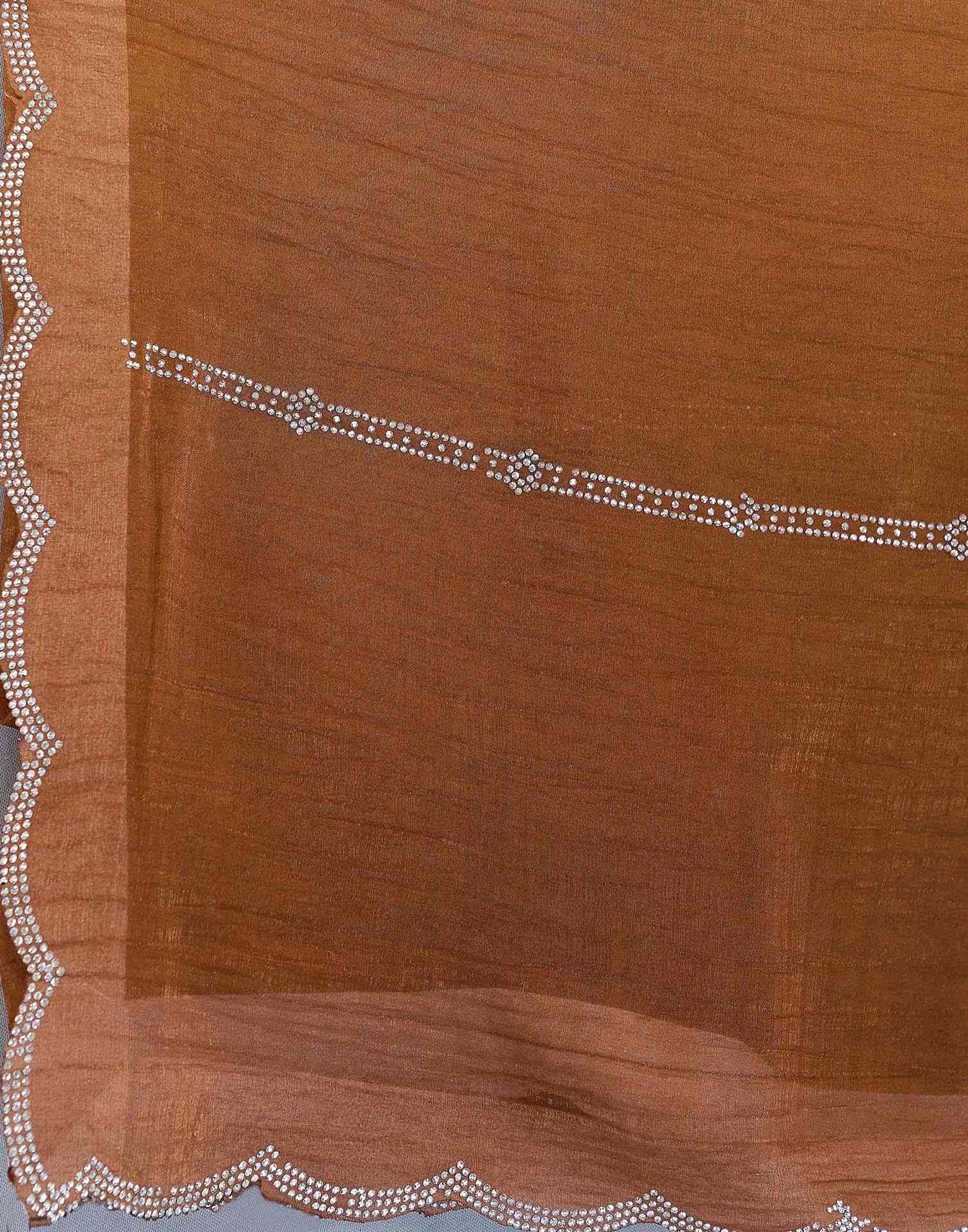 Brown Shimmer Stone Work Embellished Saree