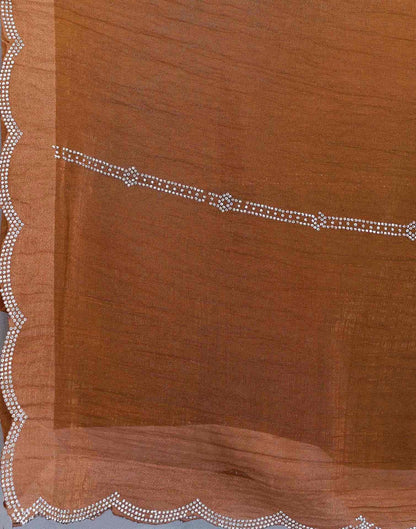 Brown Shimmer Stone Work Embellished Saree