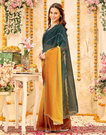Rama Green Shimmer Stone Work Embellished Saree