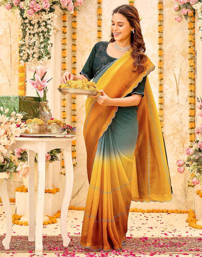 Rama Green Shimmer Stone Work Embellished Saree
