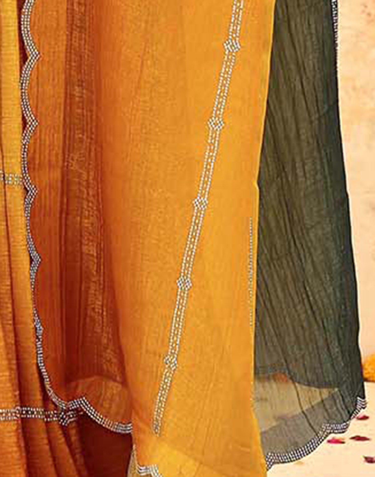 Rama Green Shimmer Stone Work Embellished Saree