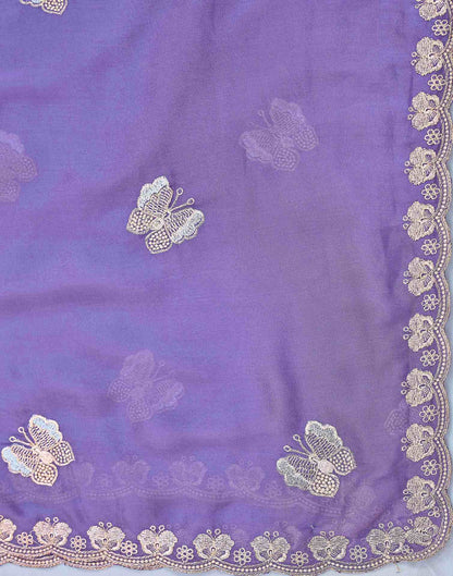 Lavender Shimmer Georgette Sequence Embroidery saree