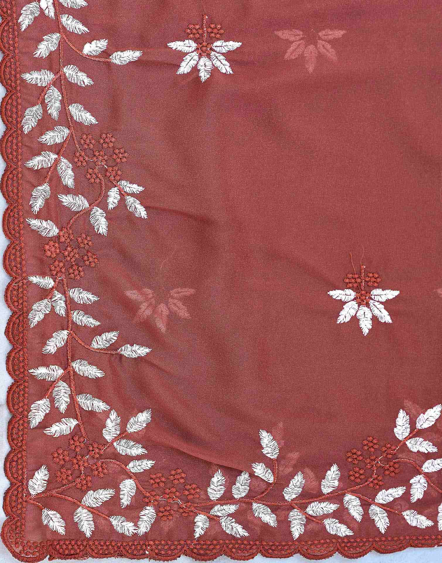 Dusty Maroon Shimmer Georgette Sequence Embroidery saree
