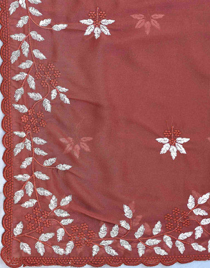 Dusty Maroon Shimmer Georgette Sequence Embroidery saree