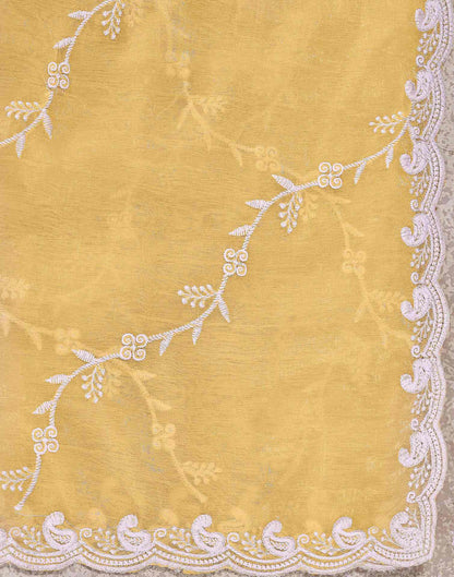 Light Yellow Shimmer Chiffon Sequence Embroidery saree