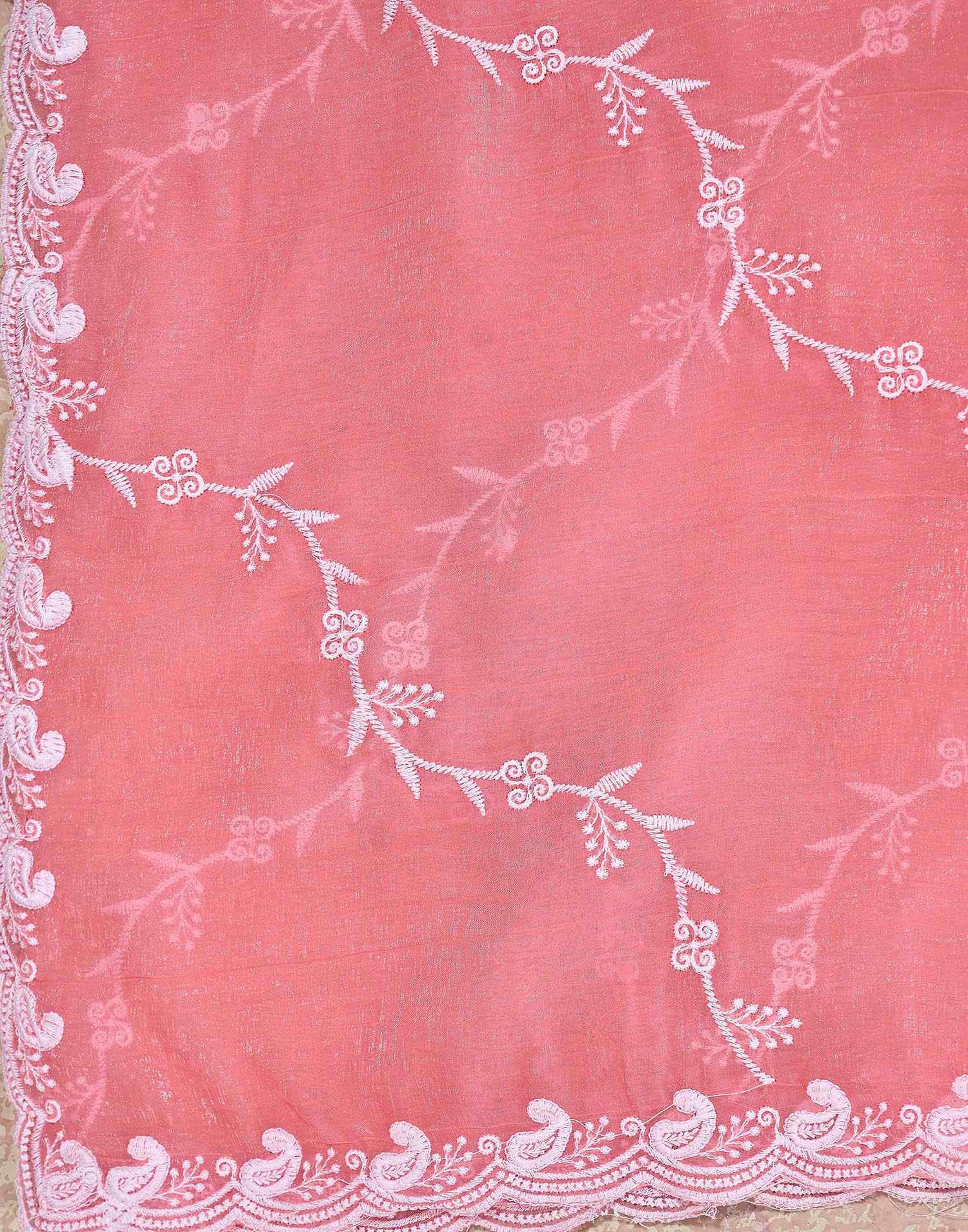 Light Pink Shimmer Chiffon Sequence Embroidery saree