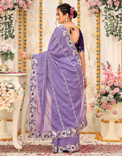 Lavender Shimmer Embroidery Saree