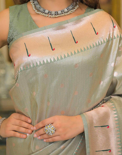 Mint Green Silk Woven Paithani Saree